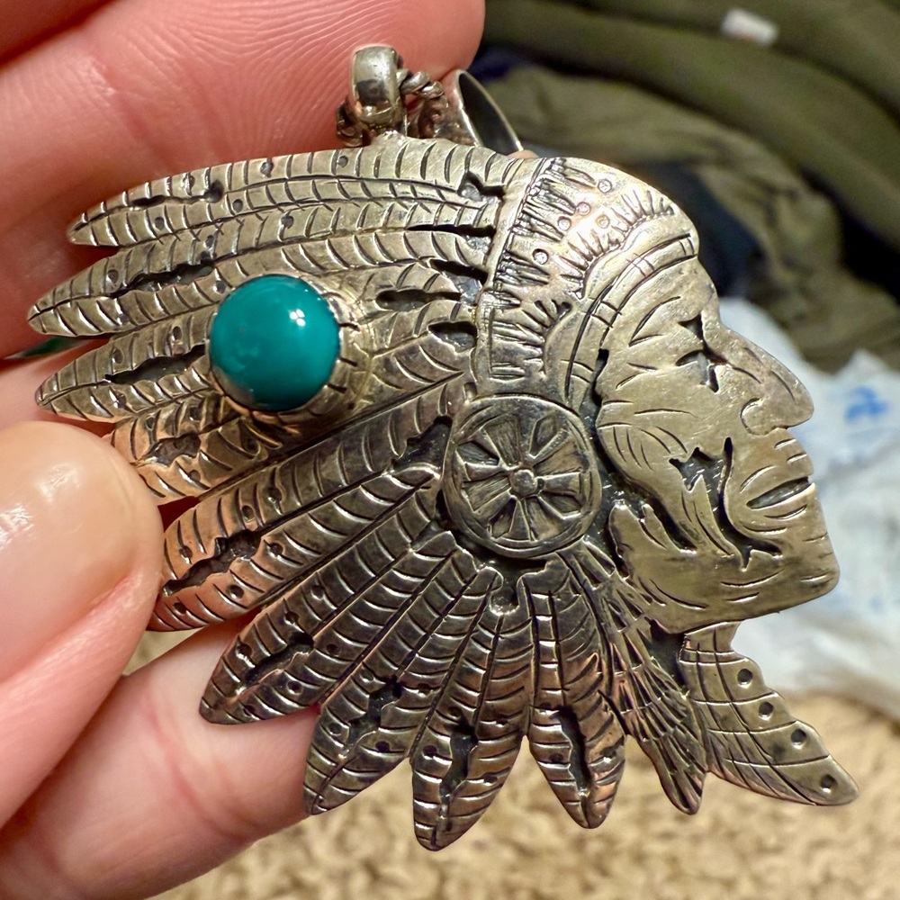 Silver and Turquoise Pendant Necklace